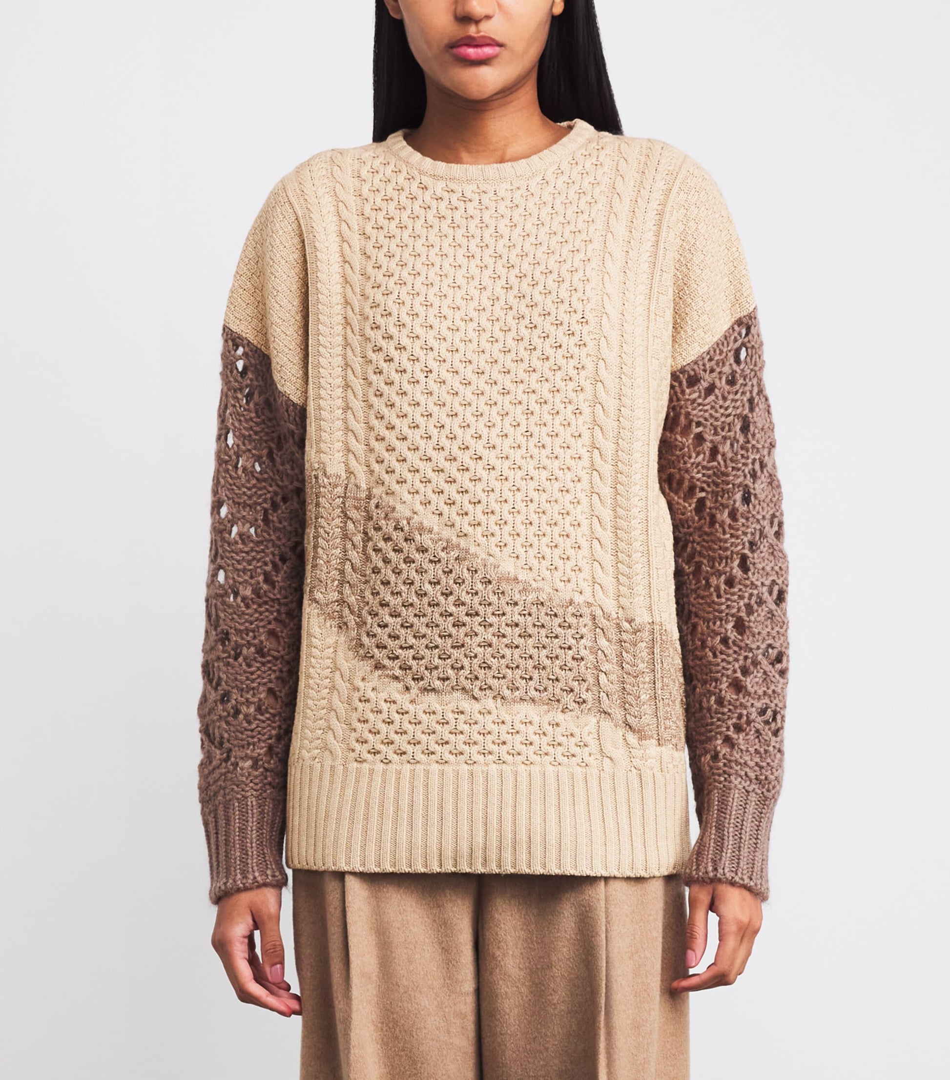 Fabiana Filippi Beige Cable-Knit Sweater