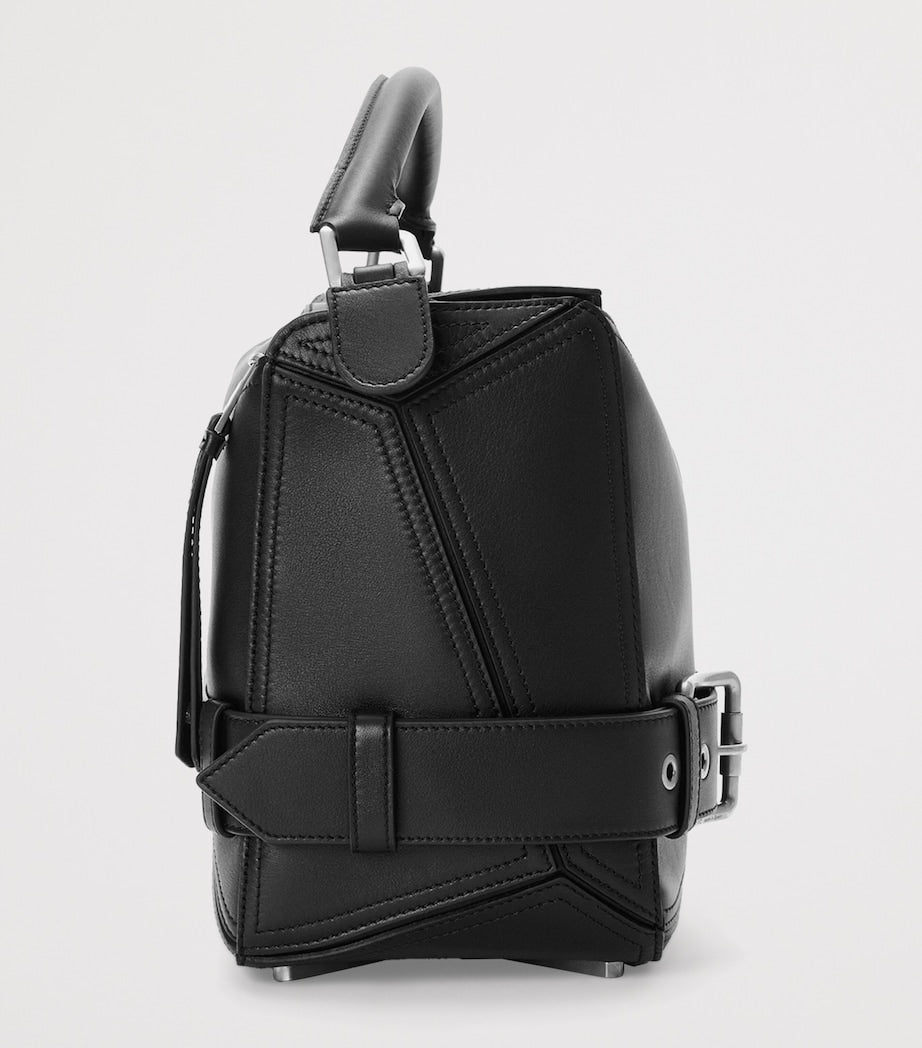 Large Leather Puzzle Biker Top-Handle Bag