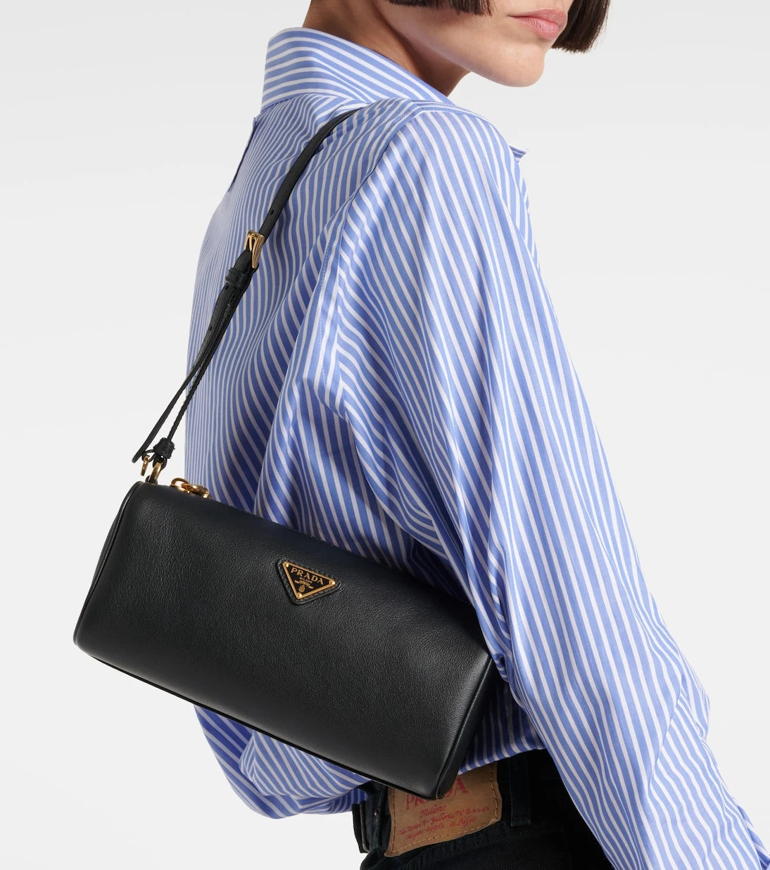 Prada - Mini logo leather shoulder bag