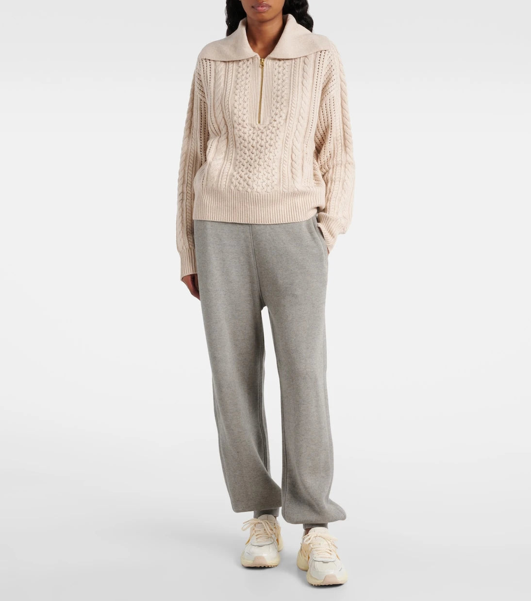 Varley - Camello cable-knit half-zip sweater