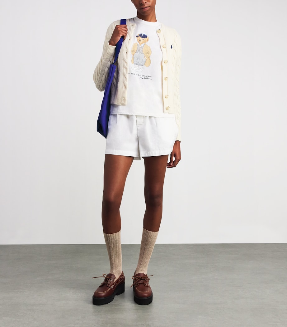 White Wool-Cashmere Cable Knit Cardigan