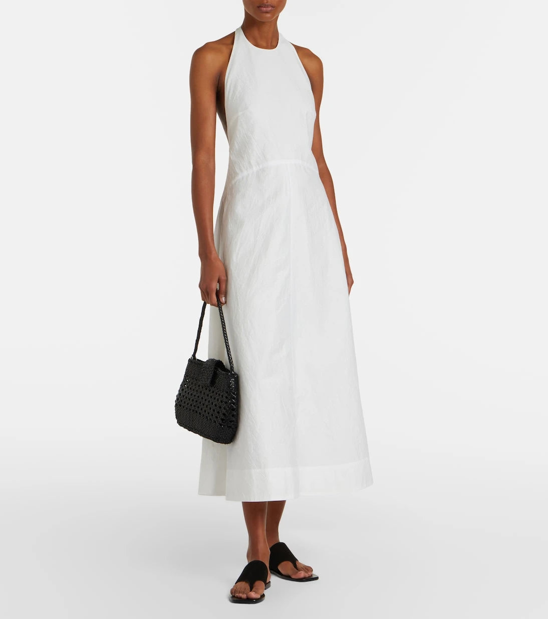 Róhe - Halterneck cotton-blend poplin midi dress