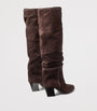 Jimmy Choo Brown Hart Stitch 60 Suede Knee-High Boots