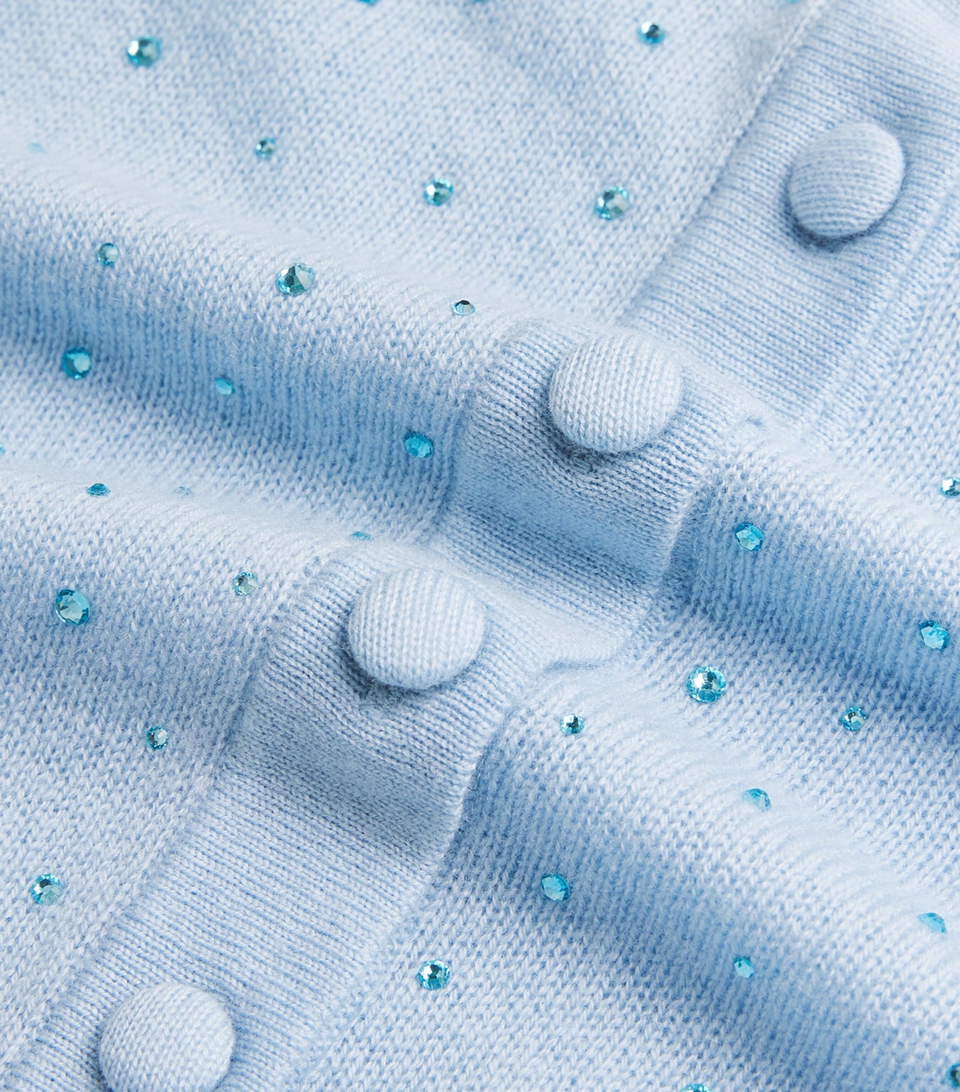 Allude Blue Wool-Cashmere Crystal-Embellished Cardigan