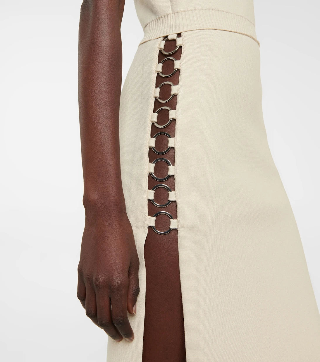 Rabanne - Embellished knit midi dress