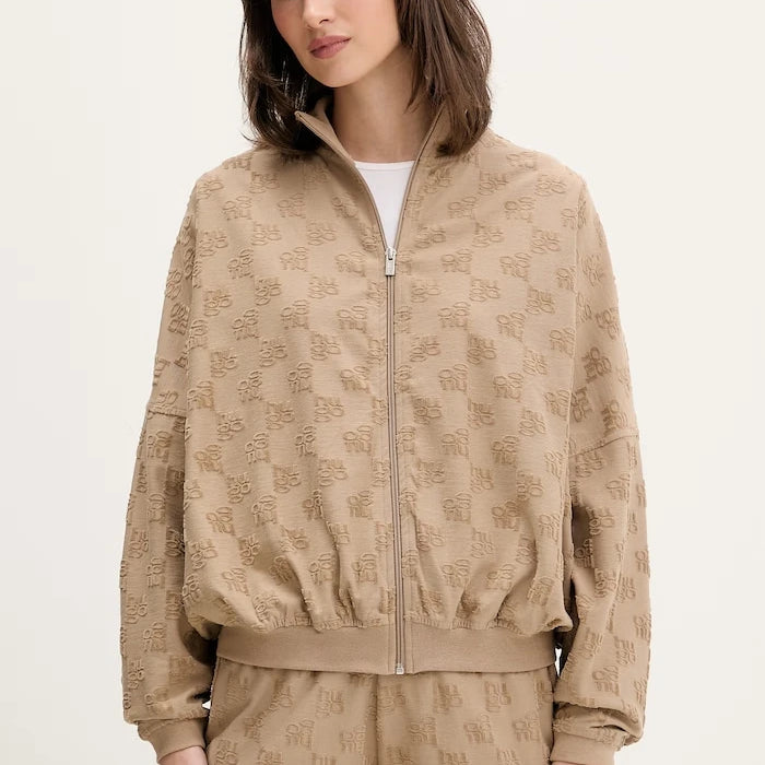 HUGO kadın pamuklu ev tipi sweatshirt TERRYMONOGRAM_JACKET