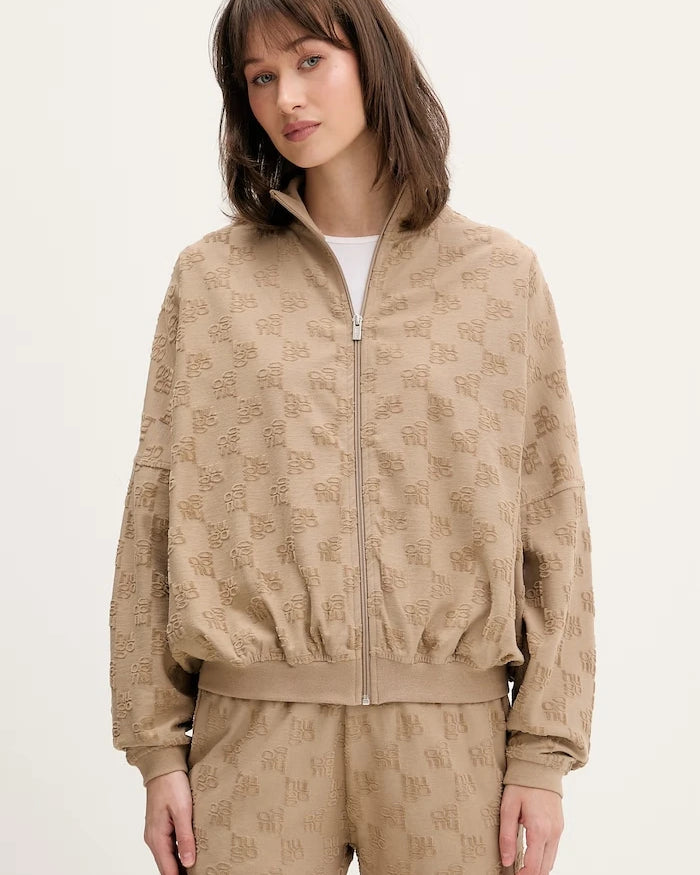 HUGO kadın pamuklu ev tipi sweatshirt TERRYMONOGRAM_JACKET