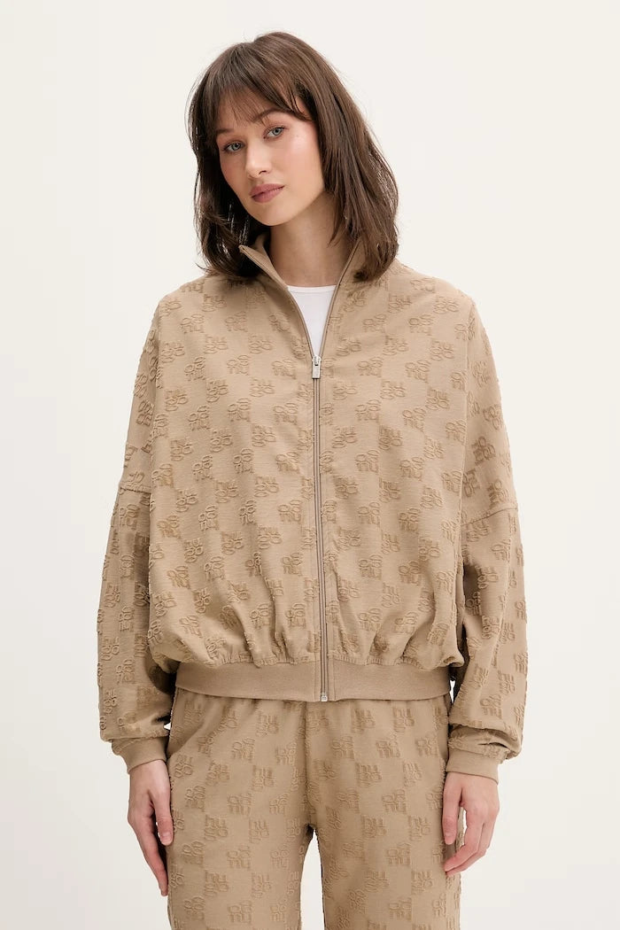 HUGO kadın pamuklu ev tipi sweatshirt TERRYMONOGRAM_JACKET