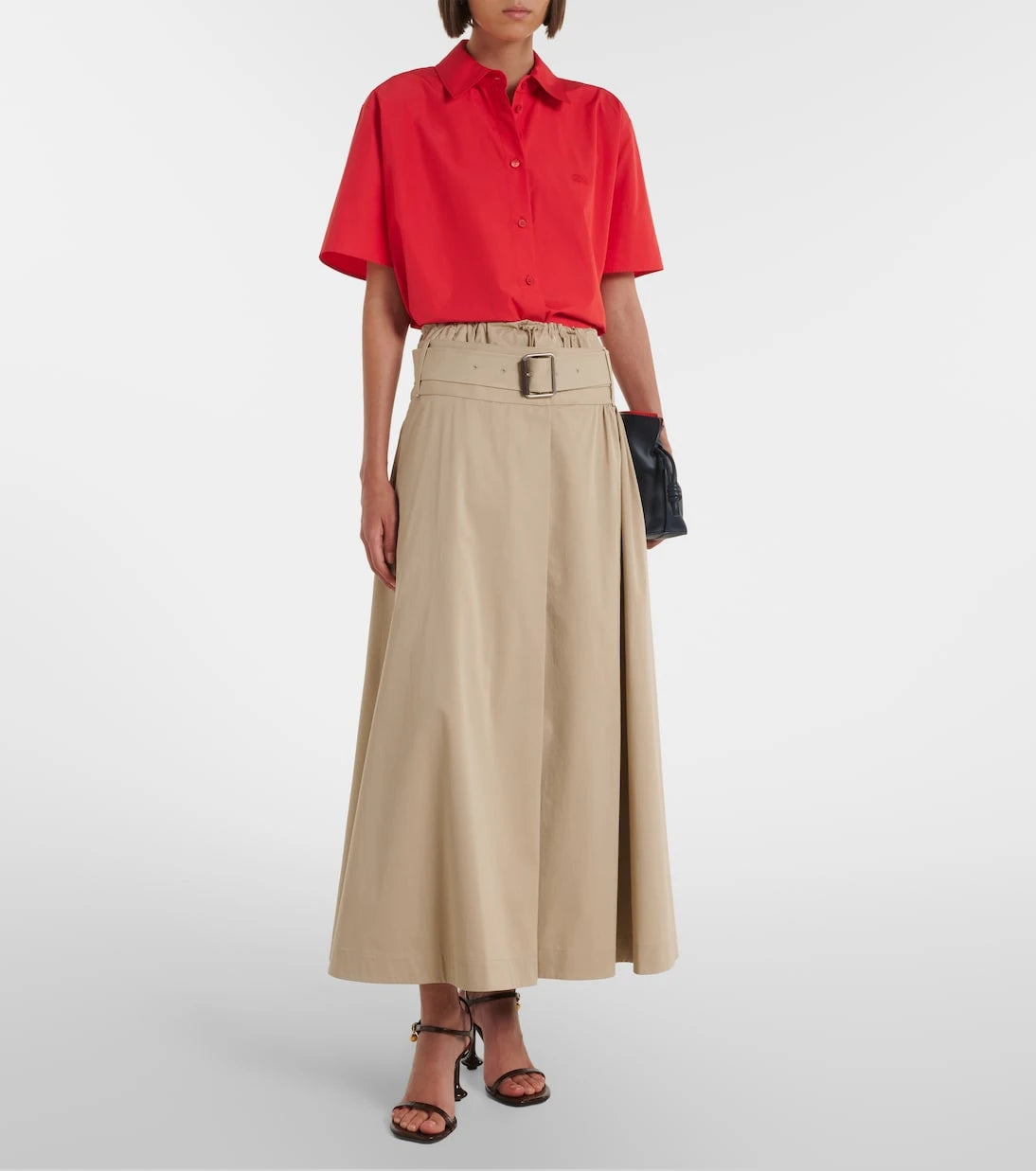 Loewe - Belted cotton and silk maxi skirt