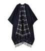Blue Wool-Cashmere Reversible Cape
