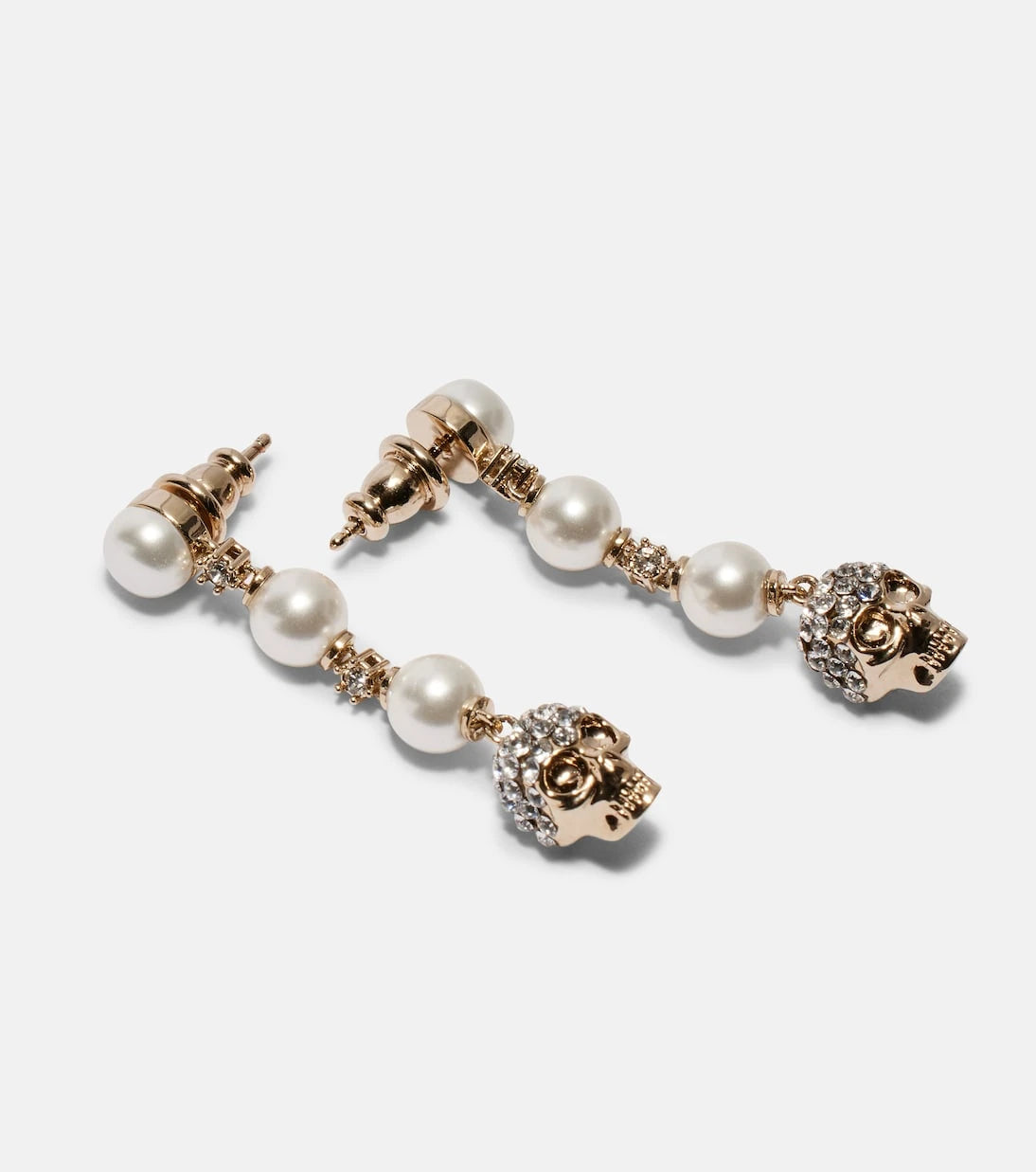 McQueen - Skull crystal-embellished drop earrings