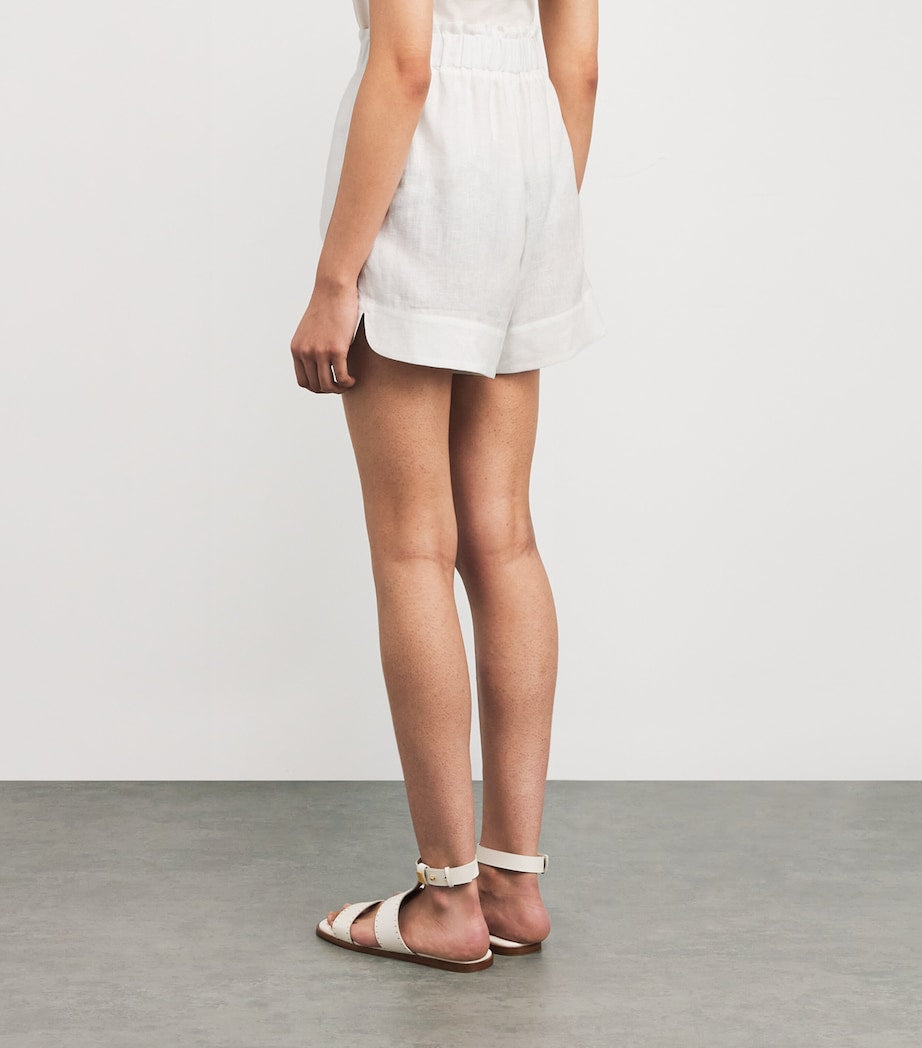 Eleventy White Linen Drawstring Shorts
