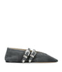 Le Monde Beryl Grey Suede Buckled Claudia Ballet Flats