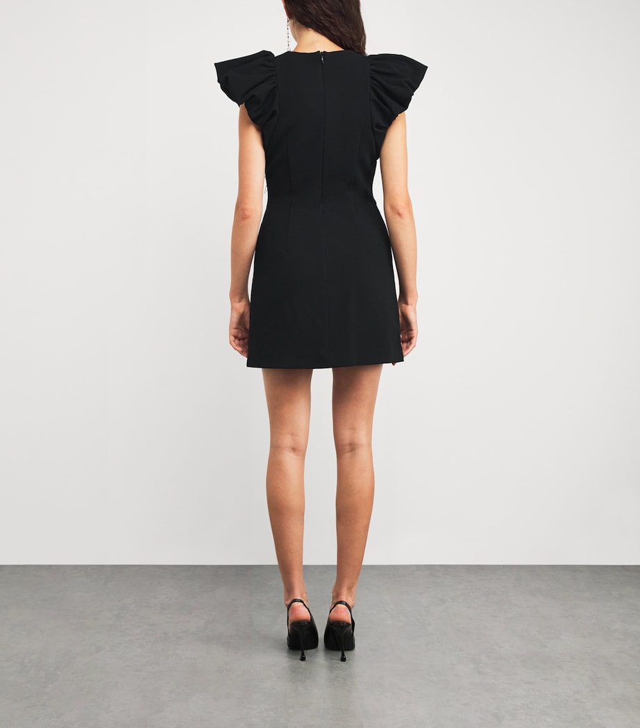 Rebecca Vallance Black Crepe Feather-Trim Starlight Mini Dress