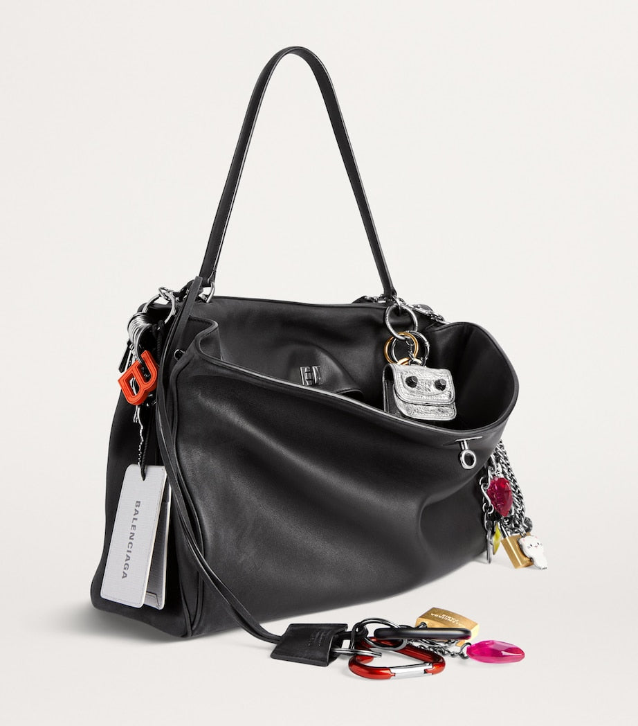 Balenciaga Black Leather Rodeo Shoulder Bag