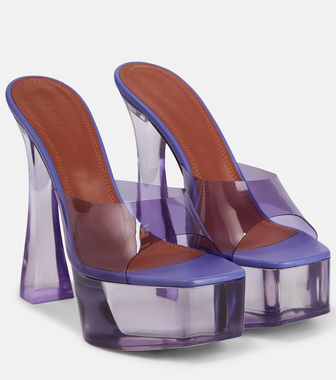 Amina Muaddi - Dalida Glass PVC platform mules