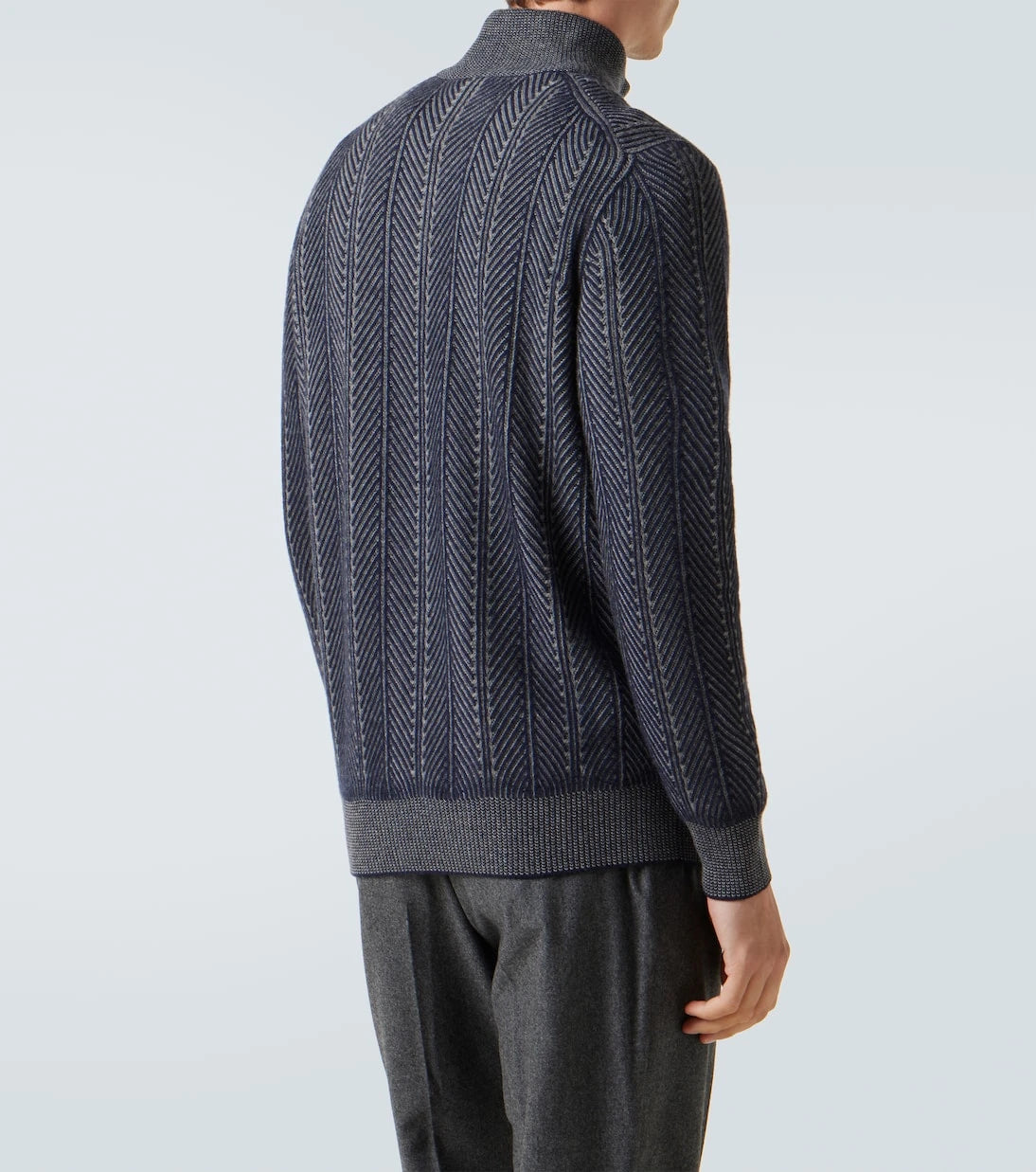 Brunello Cucinelli - Balıksırtı kaşmir yarım fermuarlı süveter