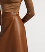 Ralph Lauren Collection Beige Lambskin A-Line Midi Skirt