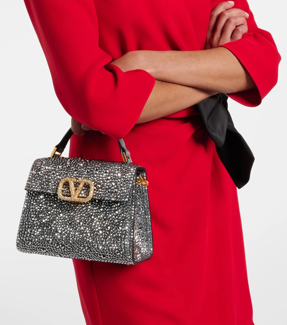 Valentino Garavani - VSling Small embellished suede tote bag