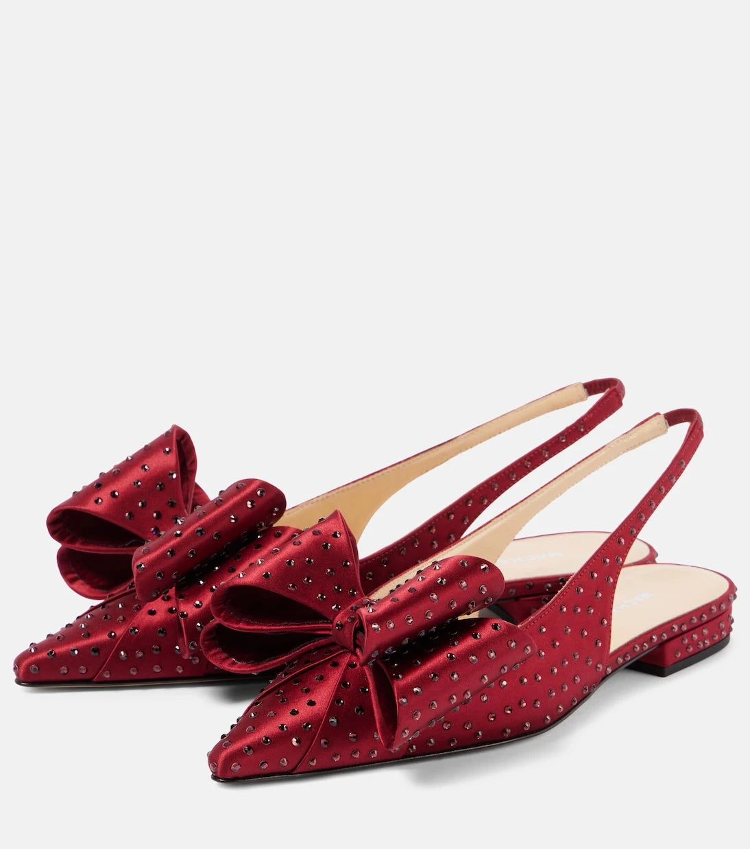 Mach & Mach - Le Cadeau embellished satin slingback flats