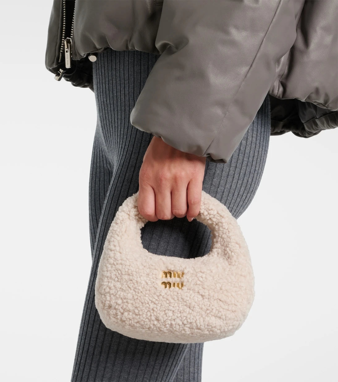 Miu Miu - Wander Mini shearling shoulder bag
