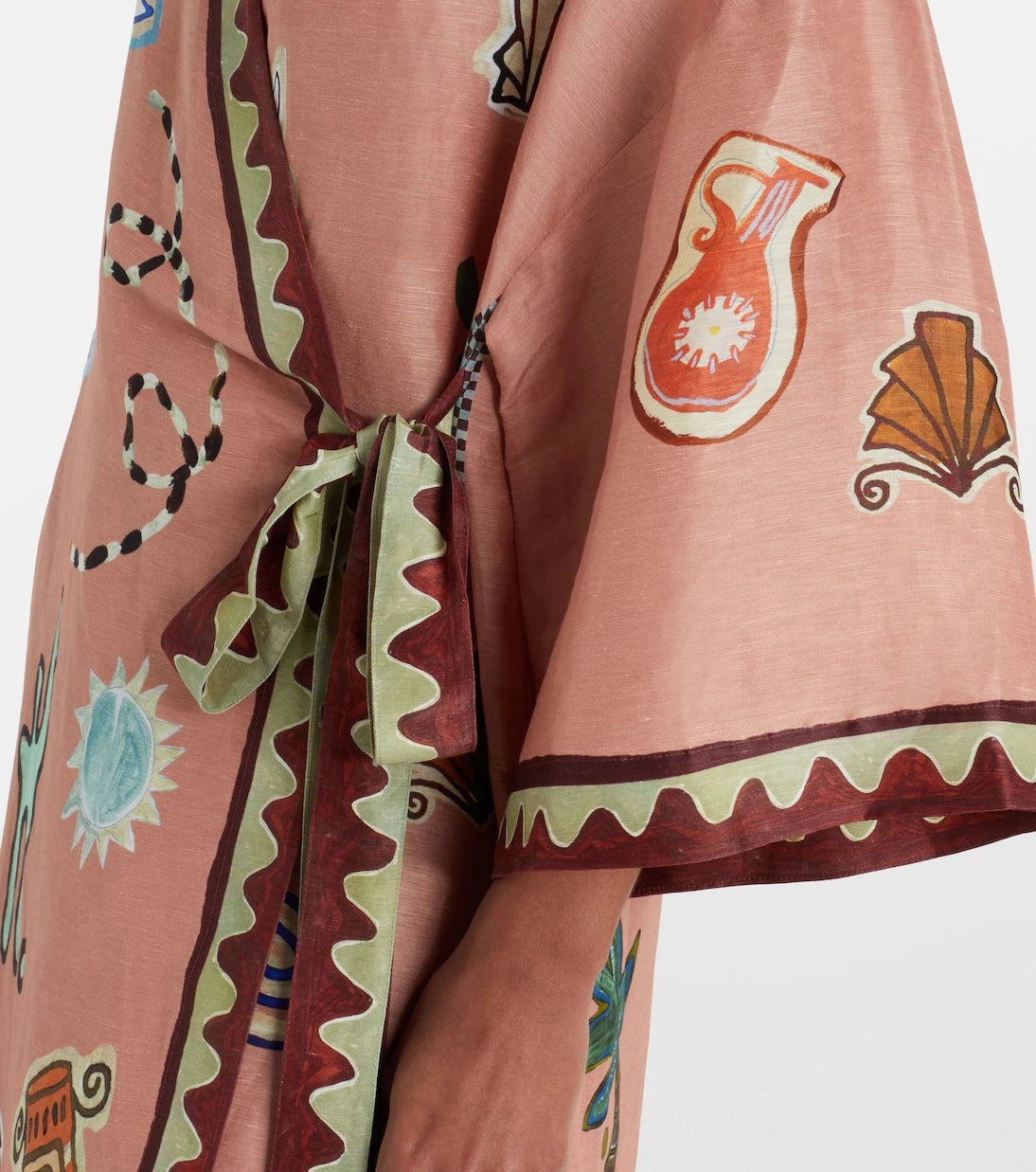 Alémais - Linen and silk-blend wrap midi dress