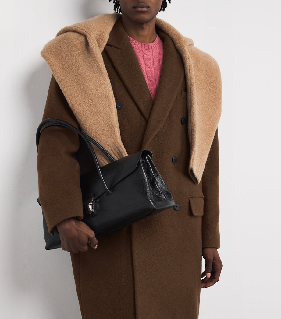 Wool-Blend Double-Breasted Coat BROWN