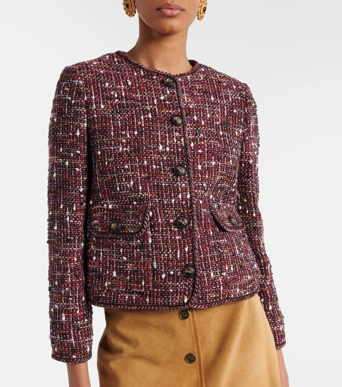 Etro - جاكيت بوكليه قصير من مزيج القطن