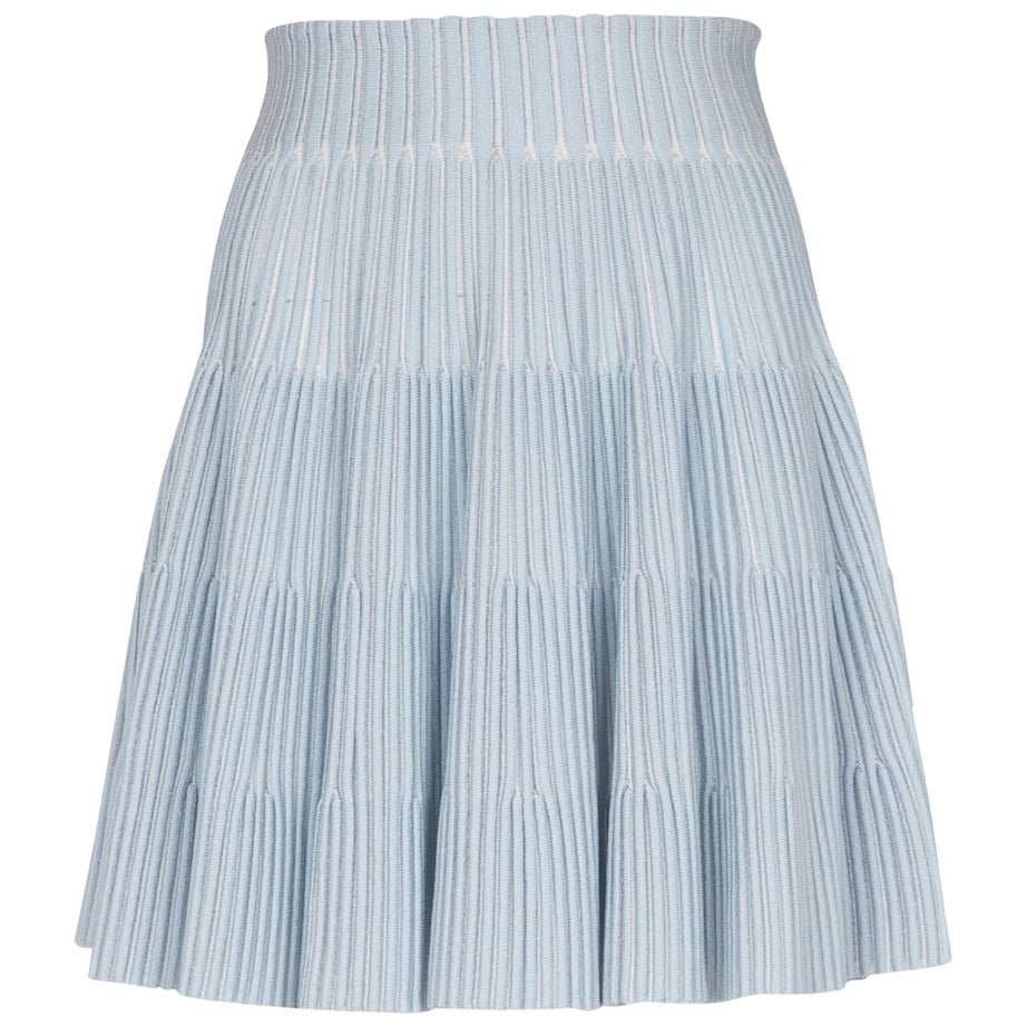 Balmain Blue Knit Mini Skirt