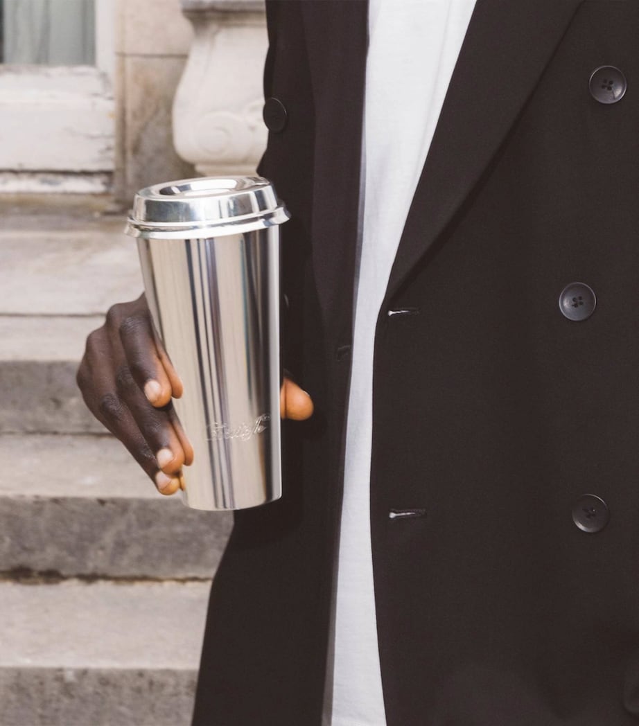 Stainless Steel and Leather Objets Miroir Travel Cup (450ml)