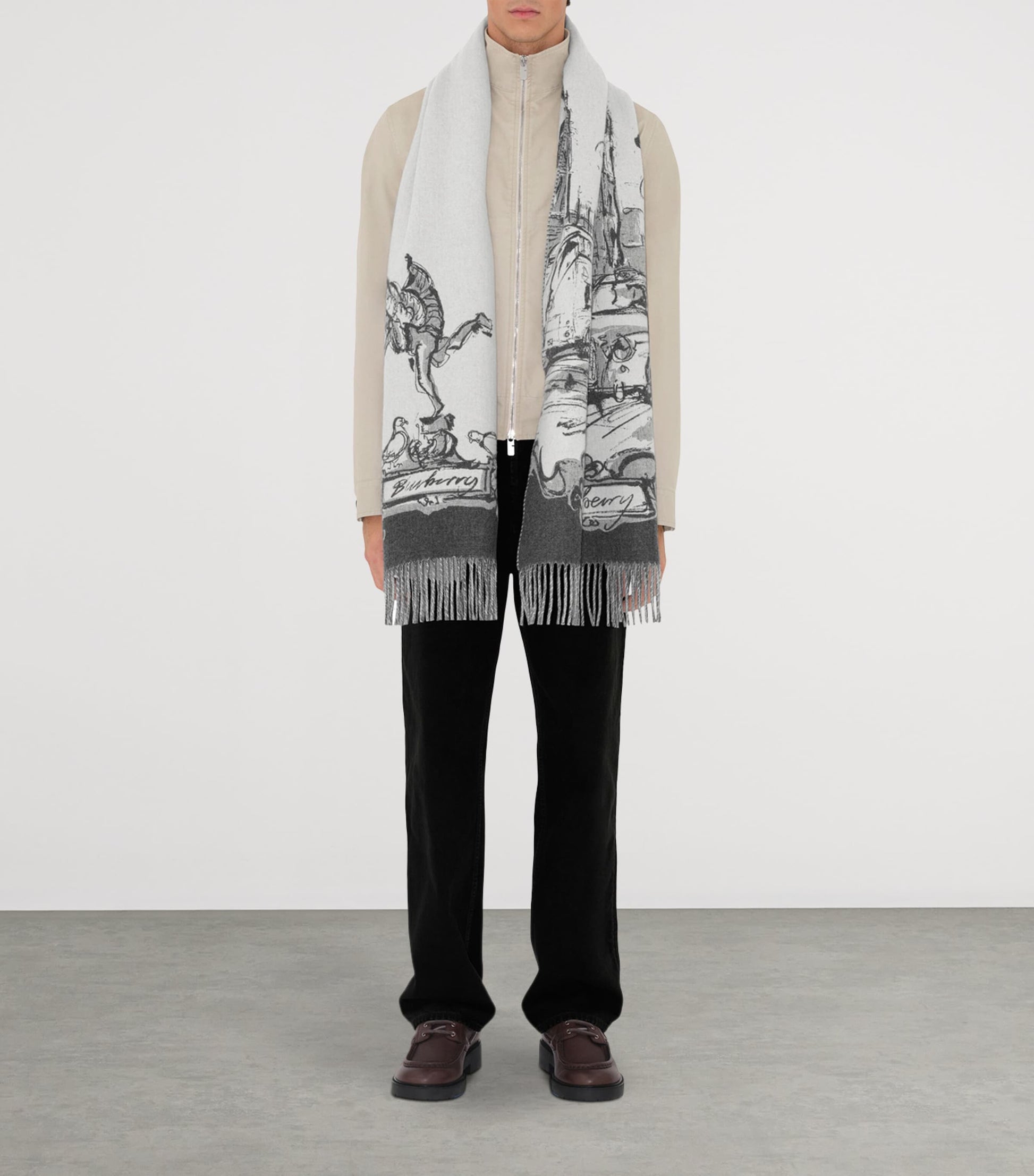 White Cashmere Westminster Scarf