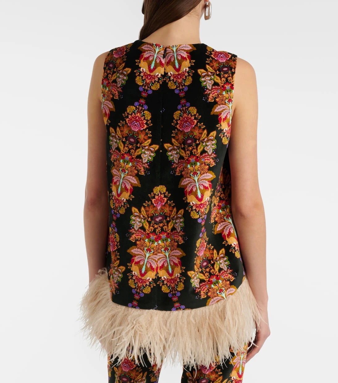 La DoubleJ - La Scala feather-trimmed cotton top