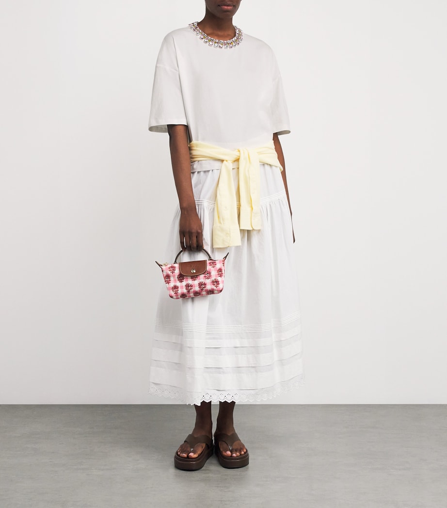 White Cotton Embellished-Neck T-Shirt