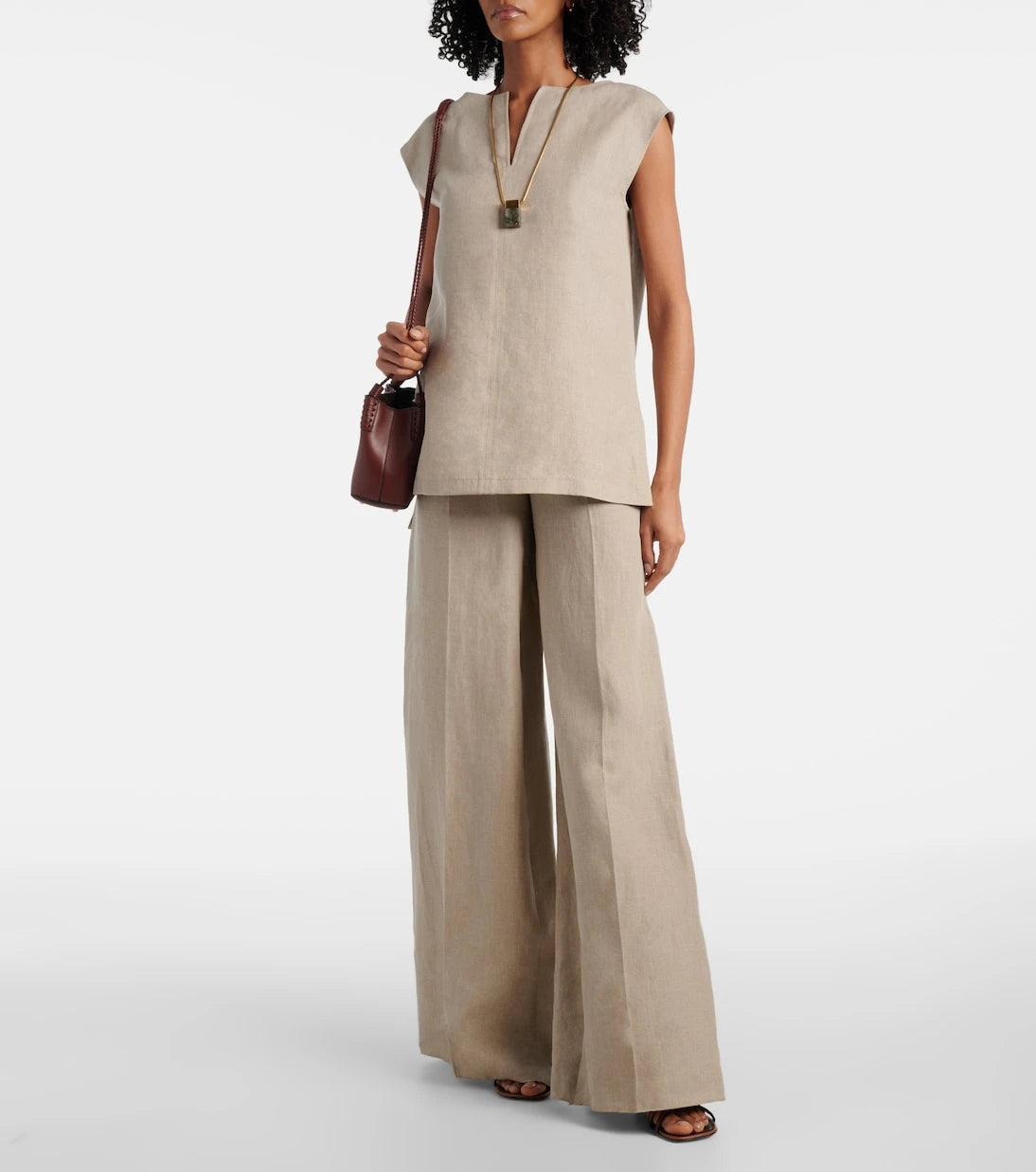 Max Mara - Sequoia high-rise linen wide-leg pants