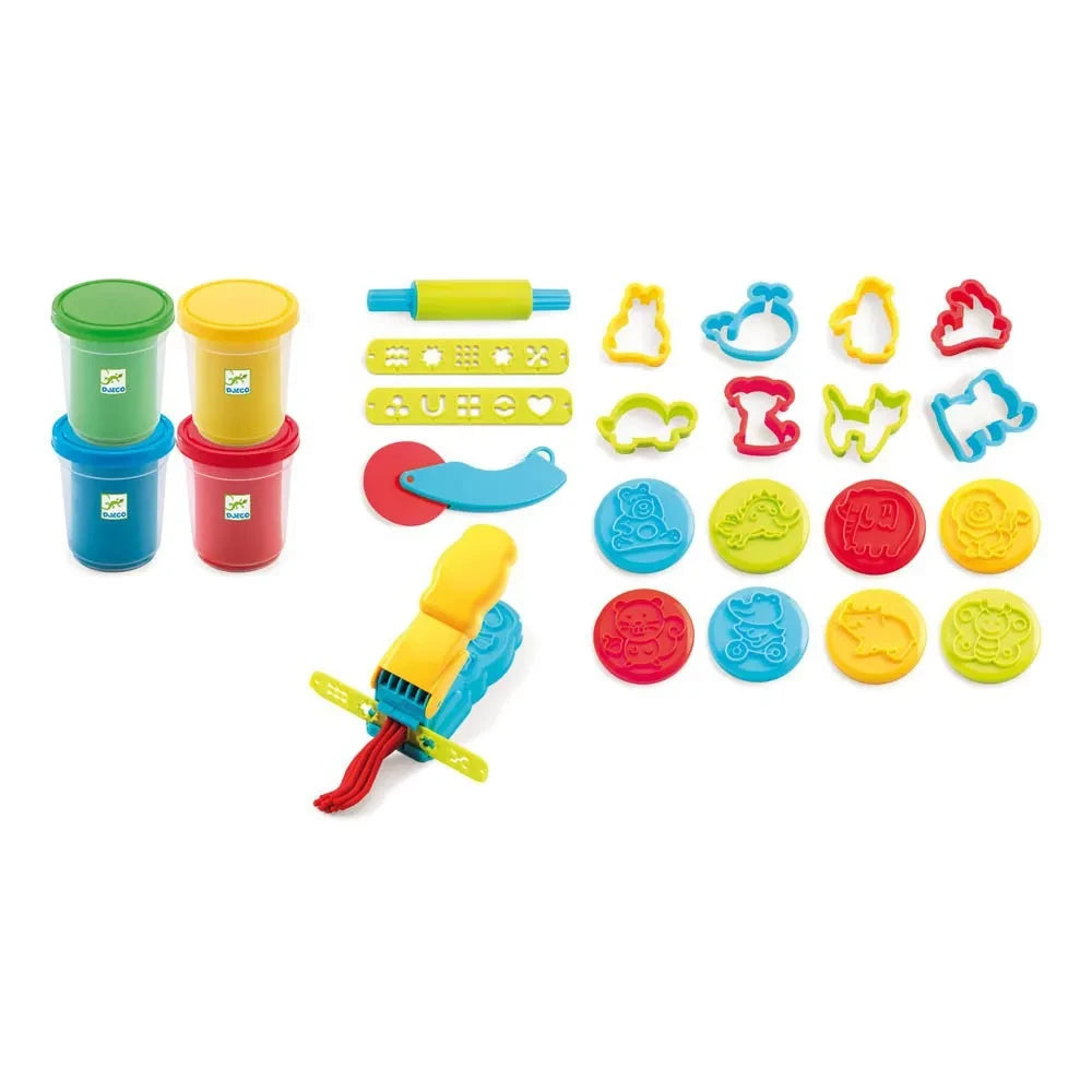Djeco - 4 pots of Modelling Dough and 21 Tools