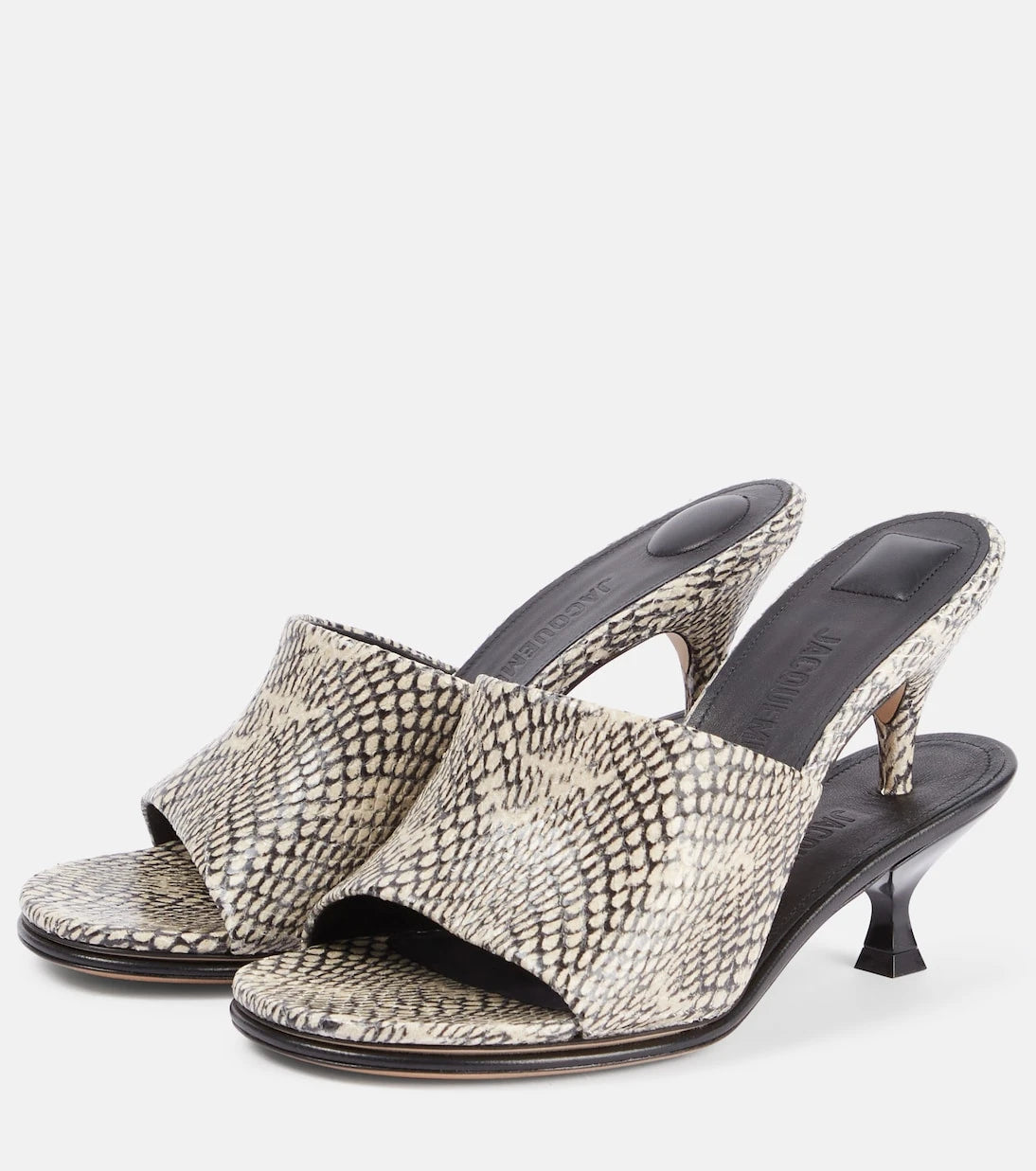 Jacquemus - Doubles snake-effect leather mules