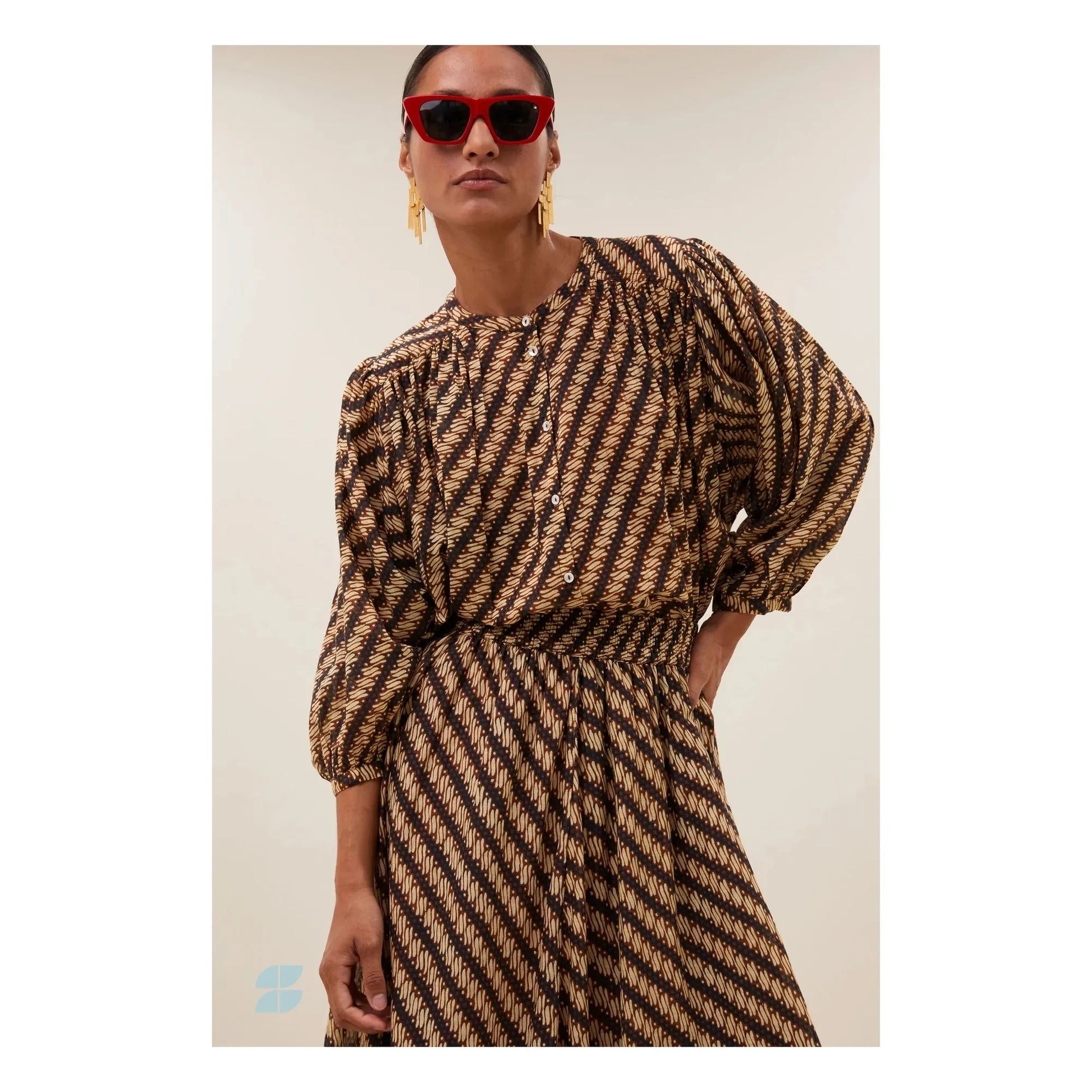 By Bar - Becky organic cotton blouse | Brown