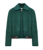 Green Suede Buckled Shirt Jacket