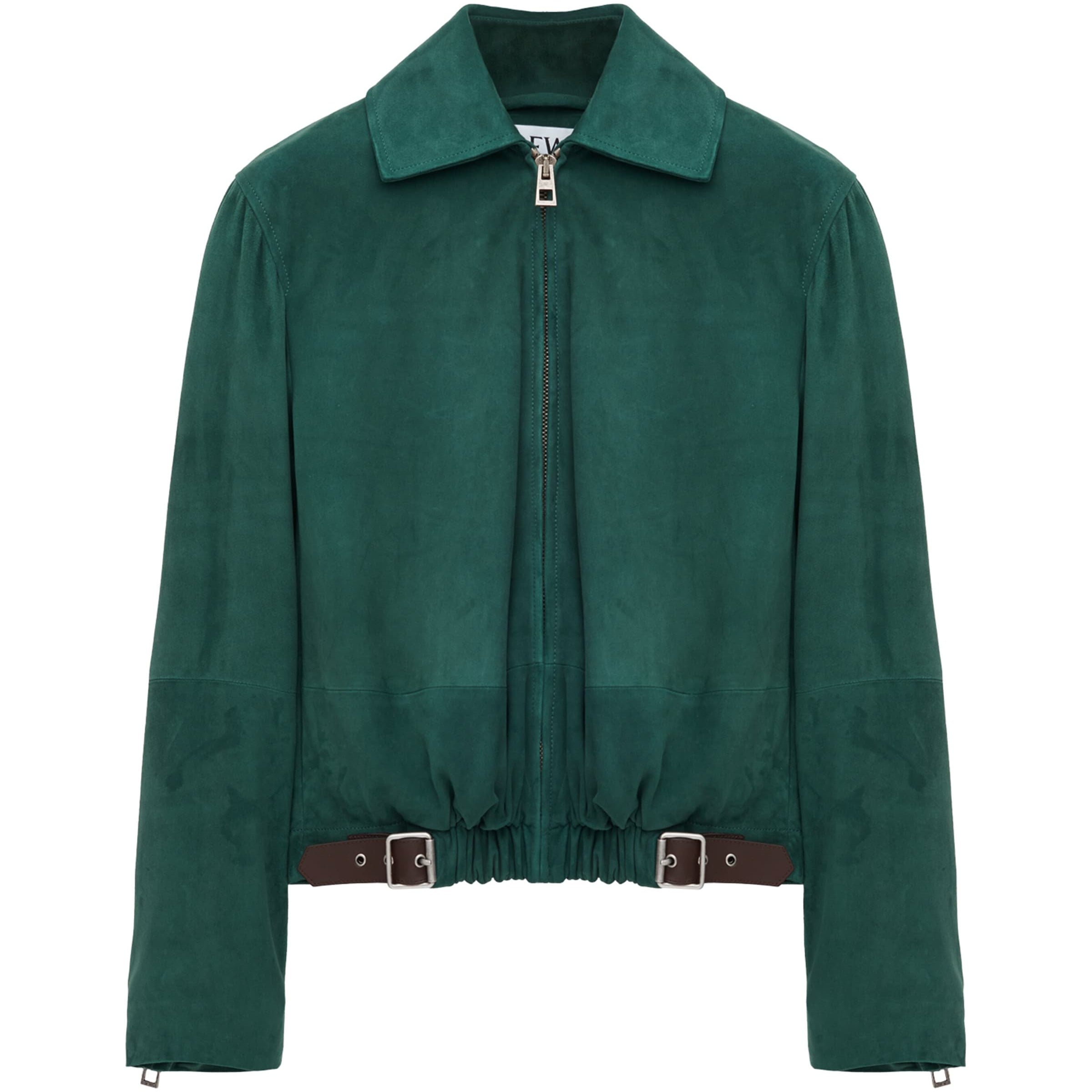 Green Suede Buckled Shirt Jacket