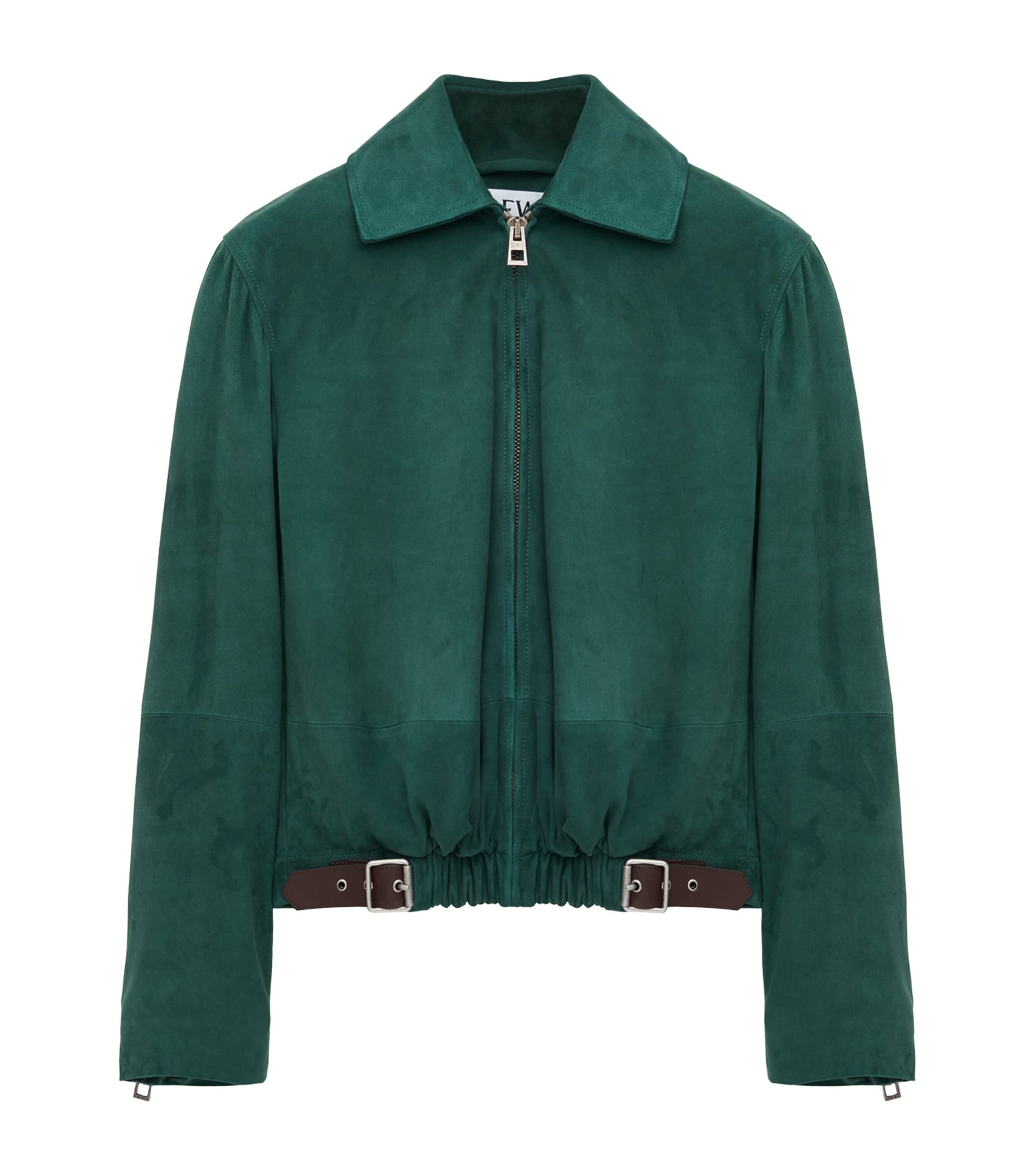 Green Suede Buckled Shirt Jacket