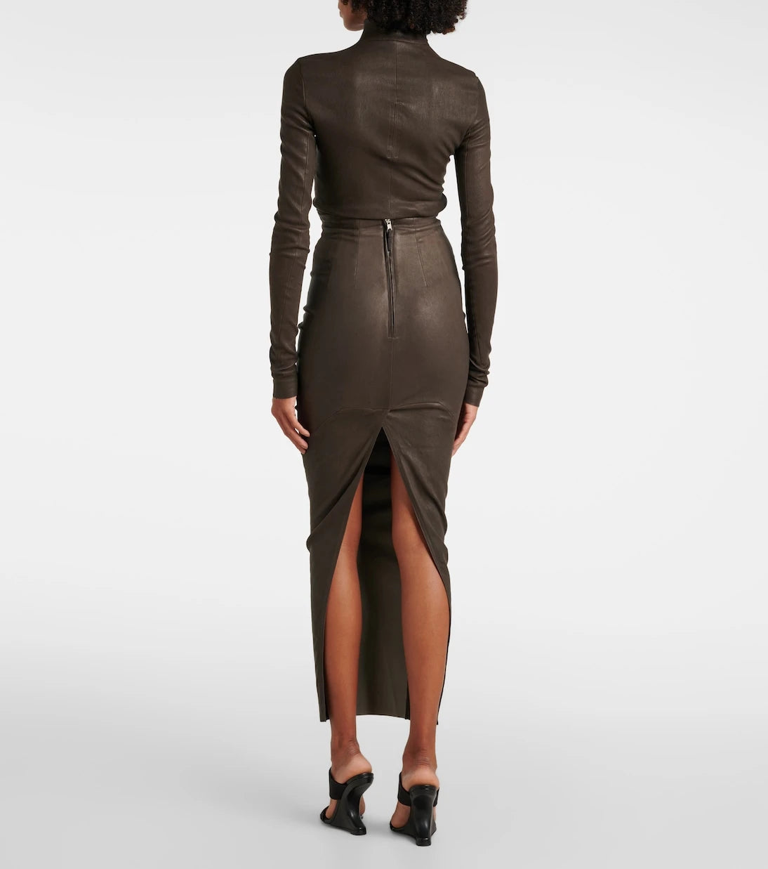 Rick Owens - Dirt Pillar leather maxi skirt