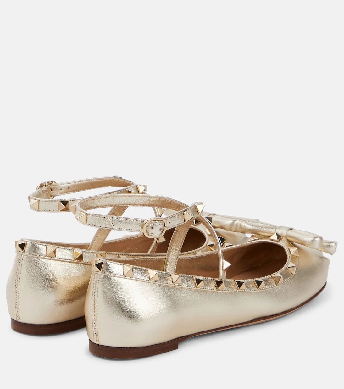 Valentino Garavani - Rockstud metallic leather ballet flats