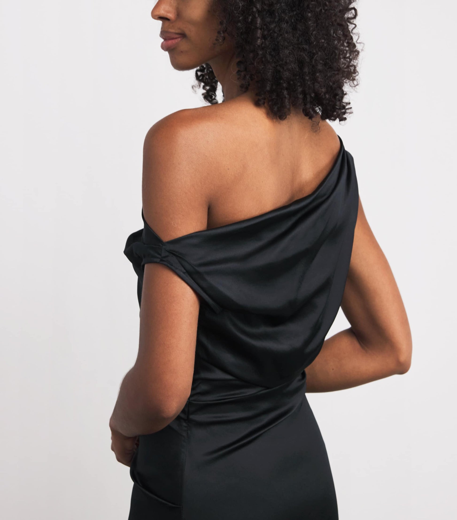 STAUD Black Stretch-Silk Phare Midi Dress