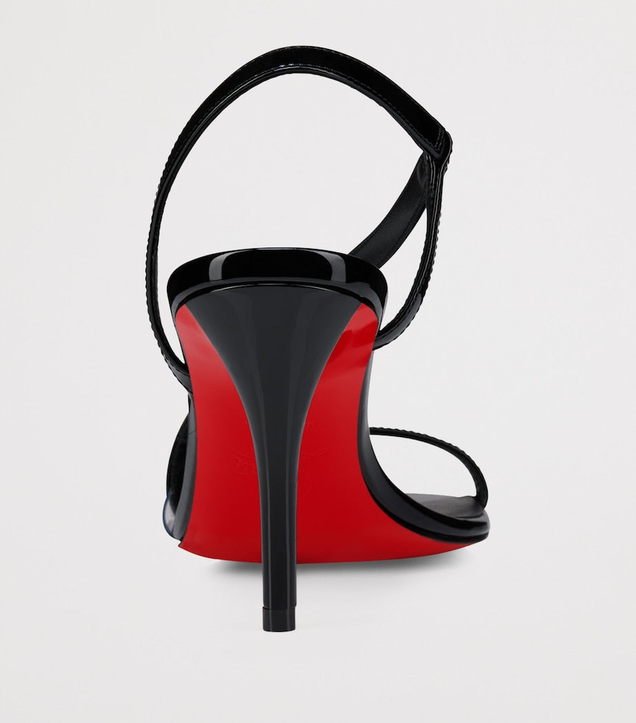 Christian Louboutin Black Rosa Z Patent Leather Heeled Sandals 80