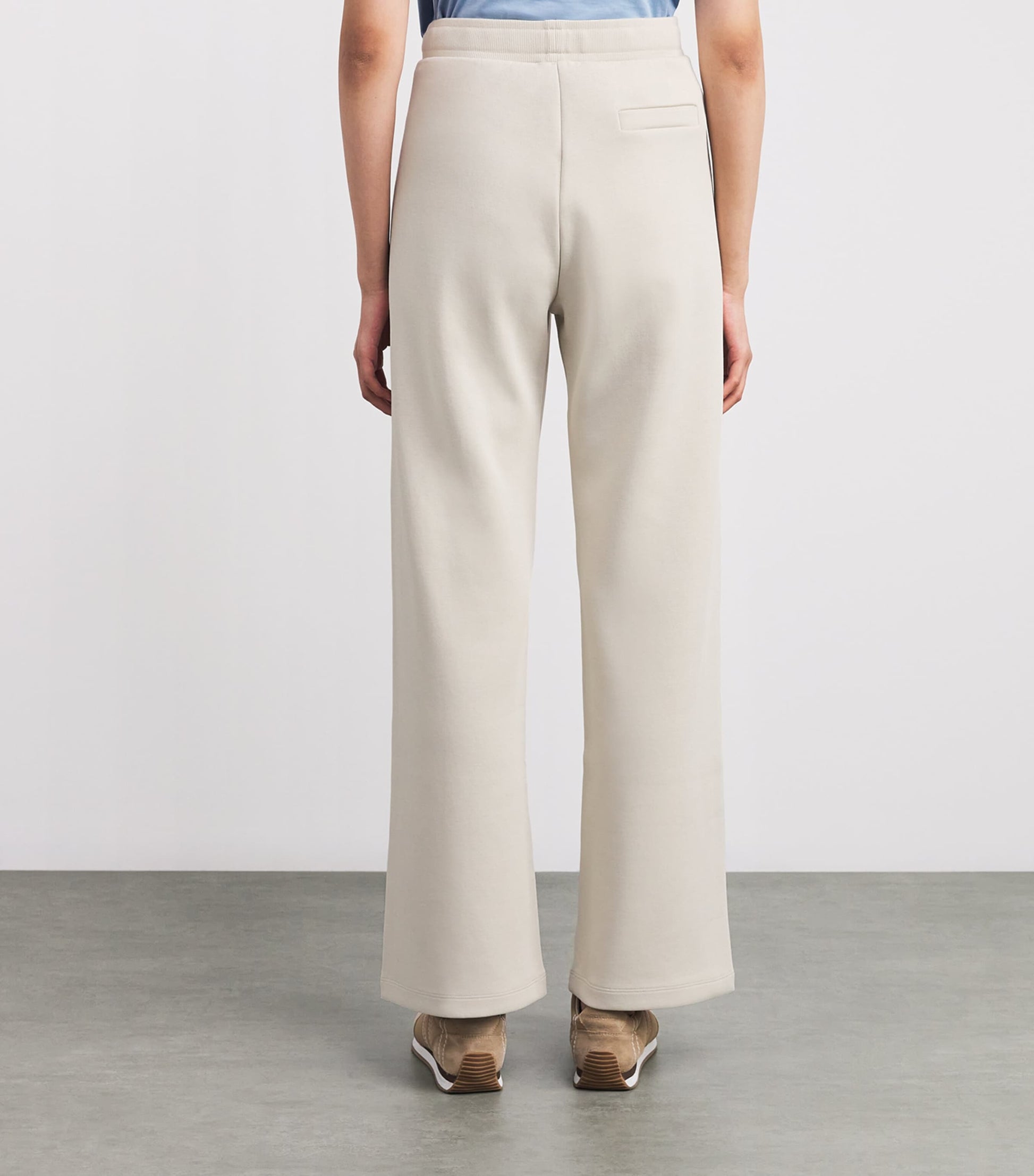 White Cotton-Blend Jersey Trousers