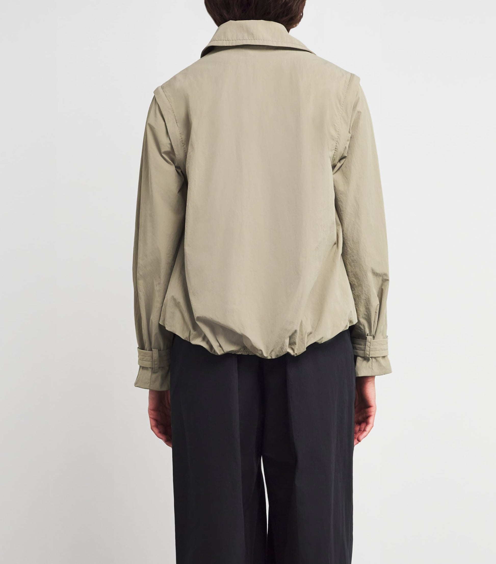 Green Nylon Hybrid Pea Coat