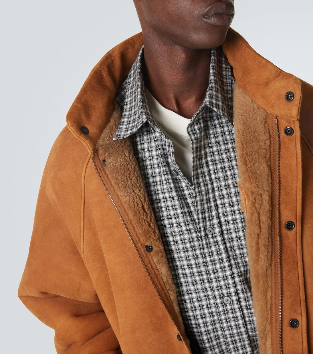 A.Presse - Shearling-lined suede jacket