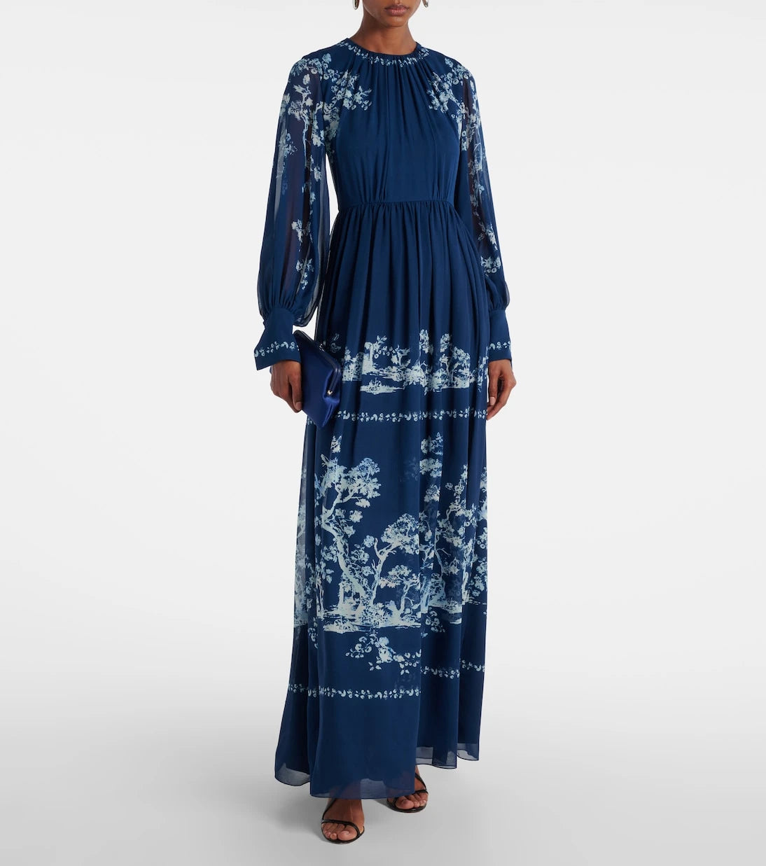 Erdem - Floral ruched silk gown