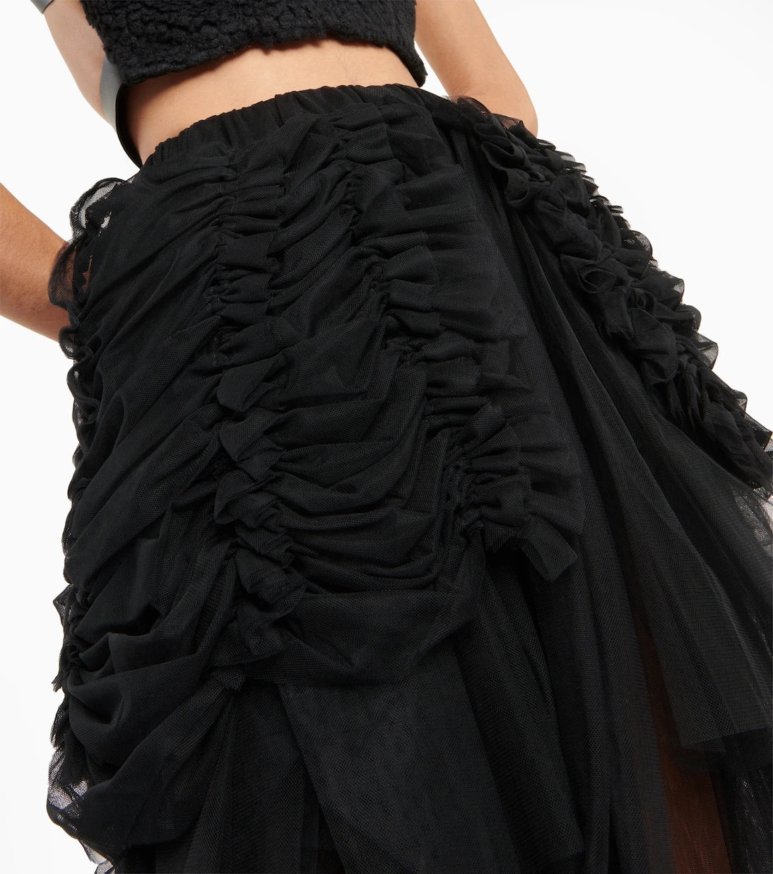 Noir Kei Ninomiya - Ruched tulle midi skirt