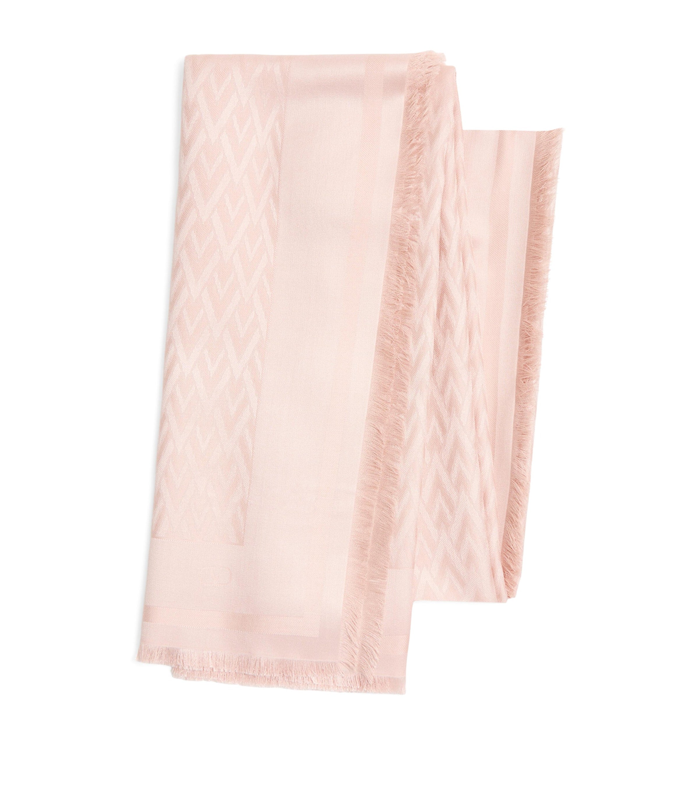 Valentino Garavani Pink Silk-Wool Toute La V Shawl